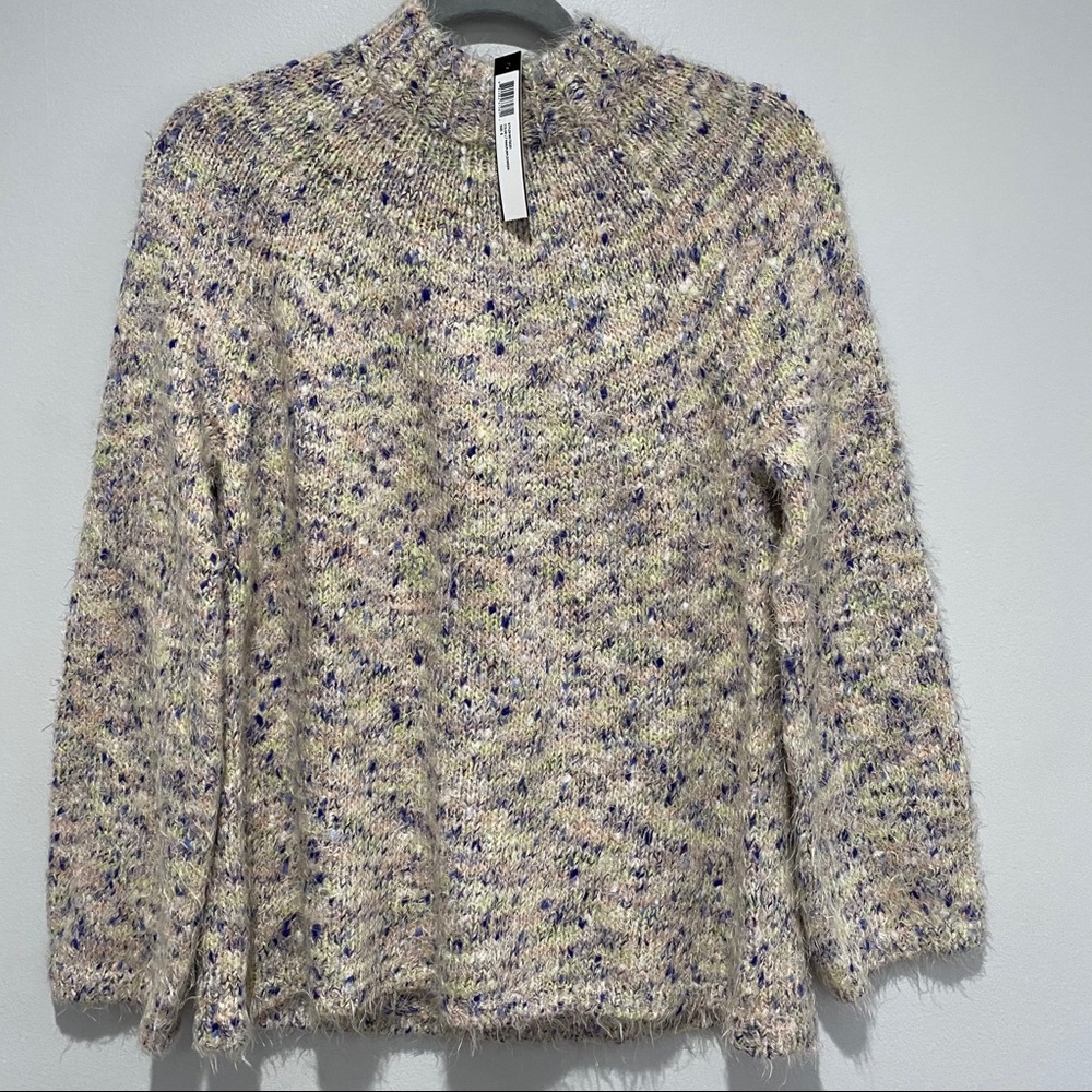 NEW Catherine Malandrino Fuzzy Multicolor Eyelash Knit Sweater Size Small